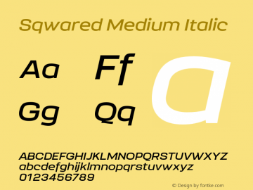 Sqwared-MediumItalic Version 1.000 Font Sample