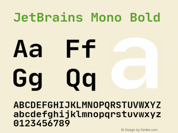 JetBrains Mono Bold Version 1.0.2; ttfautohint (v1.8.3)图片样张