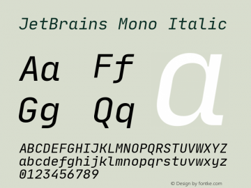 JetBrains Mono Italic Version 1.0.3图片样张