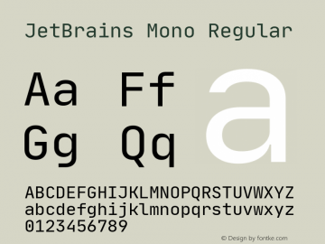 JetBrains Mono Regular Version 1.0.2; ttfautohint (v1.8.3)图片样张