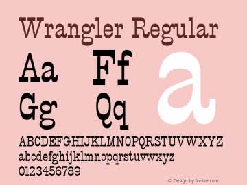 Wrangler Regular Font Version 2.6; Converter Version 1.10图片样张