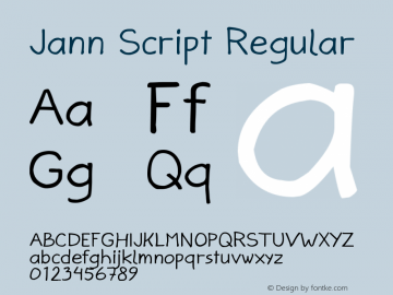 Jann Script Version 1.01;July 27, 2019;FontCreator 12.0.0.2545 64-bit Font Sample