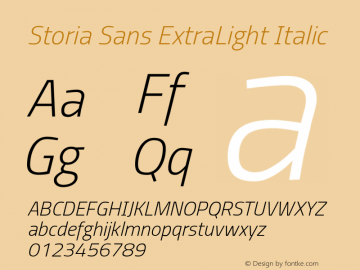 Storia Sans ExtraLight Italic Version 60.001;March 19, 2020;FontCreator 12.0.0.2522 64-bit图片样张