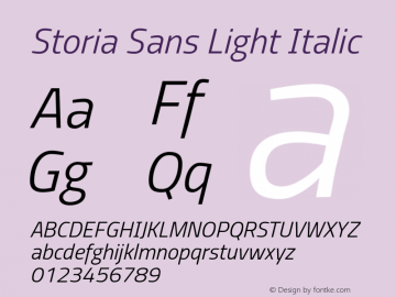 Storia Sans Light Italic Version 60.001;March 19, 2020;FontCreator 12.0.0.2522 64-bit Font Sample