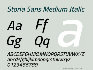 Storia Sans Medium Italic Version 60.001;March 19, 2020;FontCreator 12.0.0.2522 64-bit Font Sample