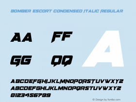 Bomber Escort Condensed Italic Version 1.0; 2020 Font Sample