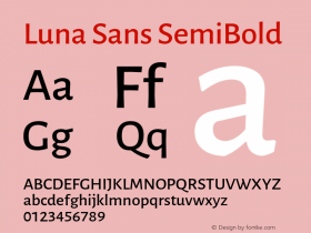 Luna Sans SemiBold Version 2.001;January 11, 2020;FontCreator 12.0.0.2547 64-bit Font Sample
