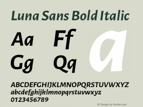 Luna Sans Bold Italic Version 2.001;March 23, 2020;FontCreator 12.0.0.2522 64-bit Font Sample