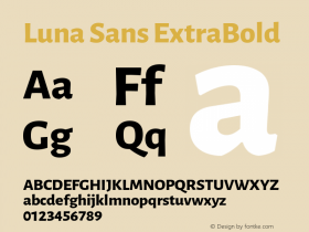 Luna Sans ExtraBold Version 2.001;January 11, 2020;FontCreator 12.0.0.2547 64-bit Font Sample