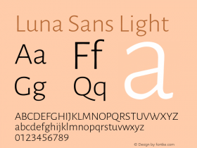 Luna Sans Light Version 2.001;January 11, 2020;FontCreator 12.0.0.2547 64-bit Font Sample