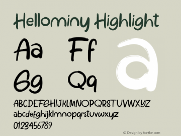 Hellominy Highlight Version 1.000 Font Sample