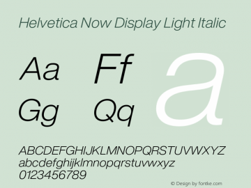 Helvetica Now Display Lt It Version 1.001, build 8, s3图片样张