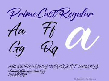 PrimeCast Version 1.000 Font Sample