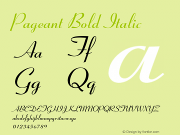 Pageant Bold Italic Font Version 2.6; Converter Version 1.10 Font Sample