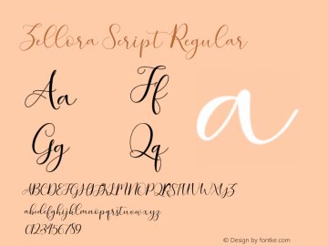 ZelloraScript Version 1.000 Font Sample