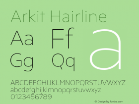 Arkit-Hairline Version 1.000 Font Sample