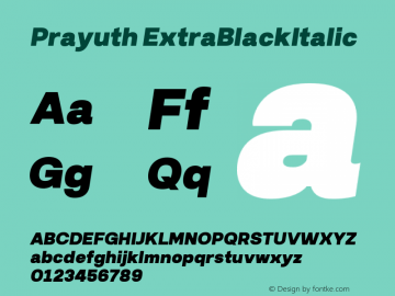 Prayuth-ExtraBlackItalic Version 1.00 Font Sample