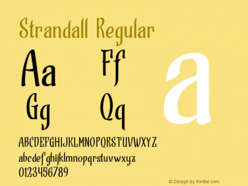 Strandall-Regular Version 1.000 Font Sample