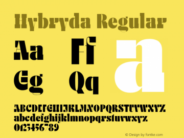 HybrydaRegular Version 1.000;hotconv 1.0.109;makeotfexe 2.5.65596 Font Sample