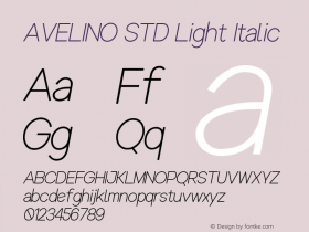 AVELINO STD Light Italic Version 1.000 Font Sample
