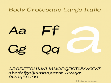 BodyGrotesque-LargeItalic Version 1.006 Font Sample