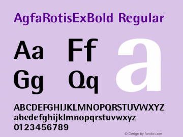 AgfaRotisExBold Regular Version 1.0e Font Sample