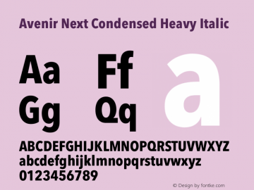 Avenir Next Condensed Heavy Italic 13.0d1e10图片样张