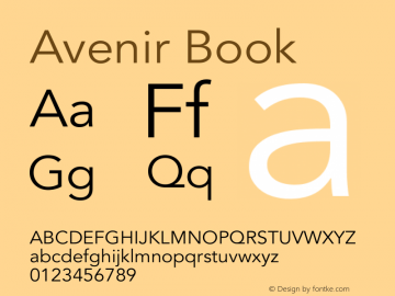 Avenir Book 13.0d3e1 Font Sample