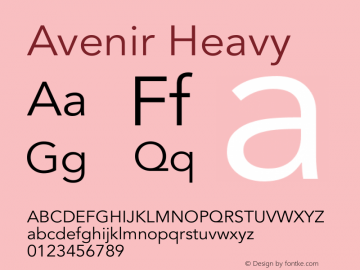 Avenir Heavy 13.0d3e1 Font Sample
