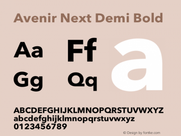 Avenir Next Demi Bold 13.0d1e10 Font Sample