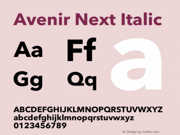 Avenir Next Italic 13.0d1e10图片样张