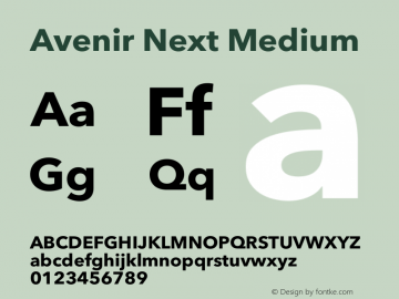 Avenir Next Medium 13.0d1e10 Font Sample