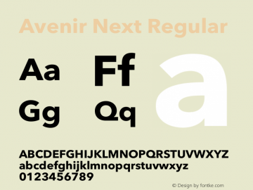 Avenir Next Regular 13.0d1e10 Font Sample