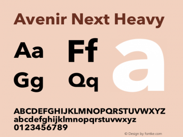 Avenir Next Heavy 13.0d1e10 Font Sample