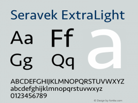 Seravek ExtraLight 13.0d3e2 Font Sample