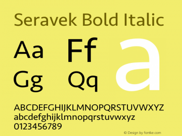 Seravek Bold Italic 13.0d3e2 Font Sample
