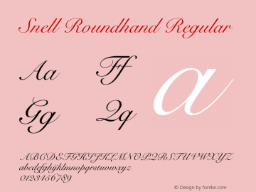 Snell Roundhand 15.0d1e1 Font Sample