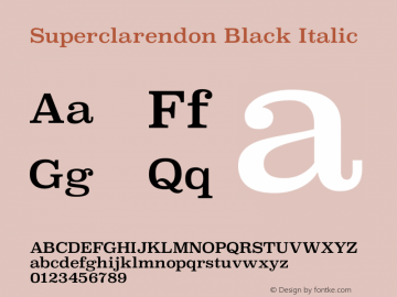 Superclarendon Black Italic 13.0d1e4 Font Sample
