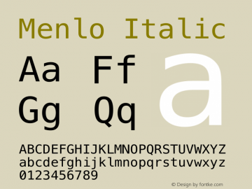Menlo Italic  Font Sample