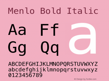 Menlo Bold Italic  Font Sample