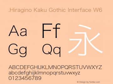 .Hiragino Kaku Gothic Interface W6 13.0d2e9 Font Sample