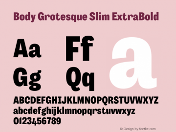 BodyGrotesque-SlimExtraBold Version 1.006 Font Sample