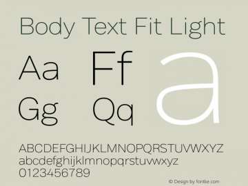 BodyText-FitLight Version 1.006 Font Sample
