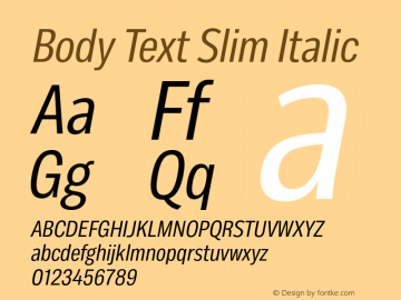 BodyText-SlimItalic Version 1.006图片样张