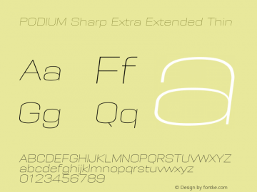 PODIUM Sharp 8.3 italic Version 1.000 | w-rip DC20190420 Font Sample