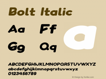 Bolt Italic Version 1.000;PS 001.000;hotconv 1.0.88;makeotf.lib2.5.64775图片样张