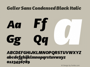 Geller Sans Condensed Black Italic Version 1.000;hotconv 1.0.109;makeotfexe 2.5.65596图片样张