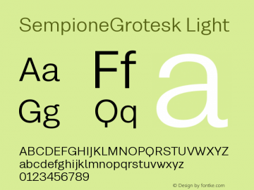 SempioneGrotesk Light Version 2.001 Font Sample