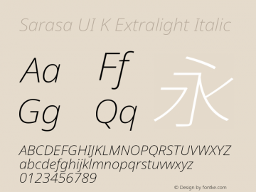 Sarasa UI K Extralight Italic Version 0.10.2; ttfautohint (v1.8.3) Font Sample