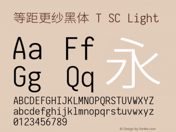 等距更纱黑体 T SC Light 图片样张